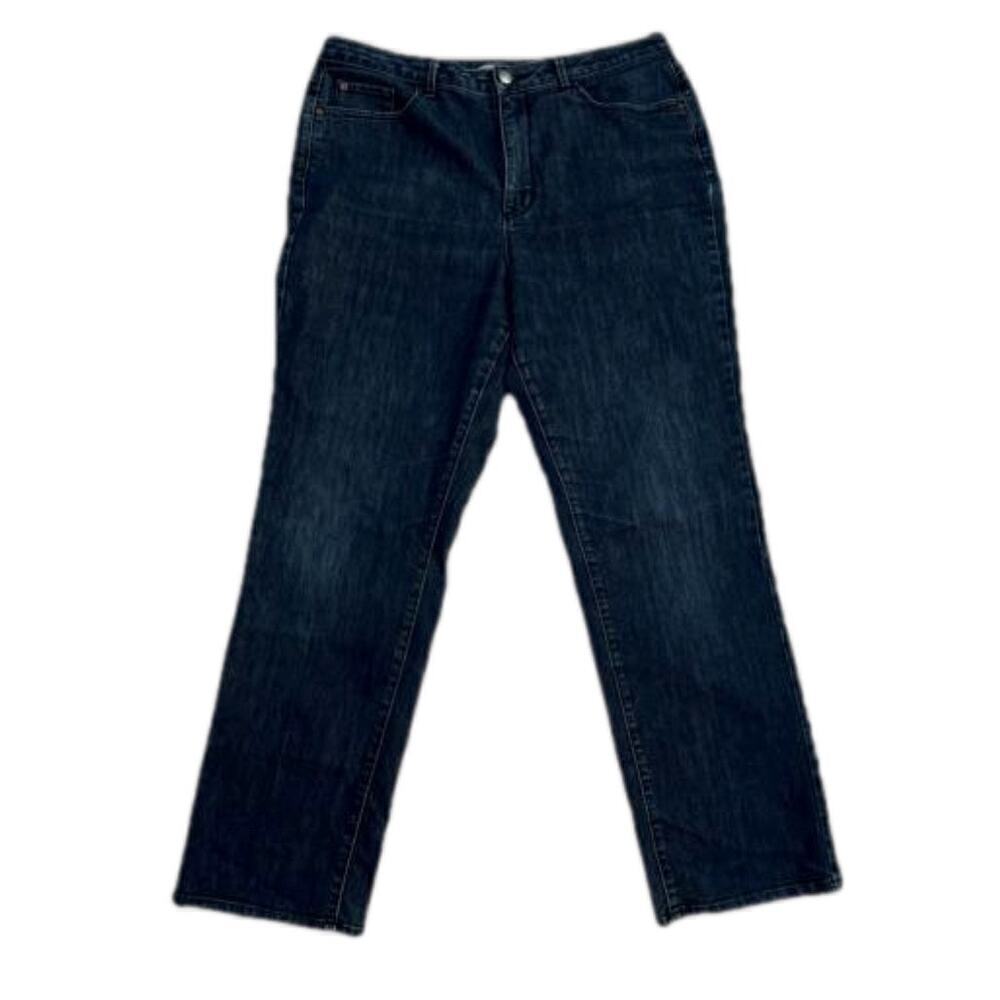 Coldwater Creek Grand Jeans Straight Leg Size 16 Dark Wash Plain Pockets